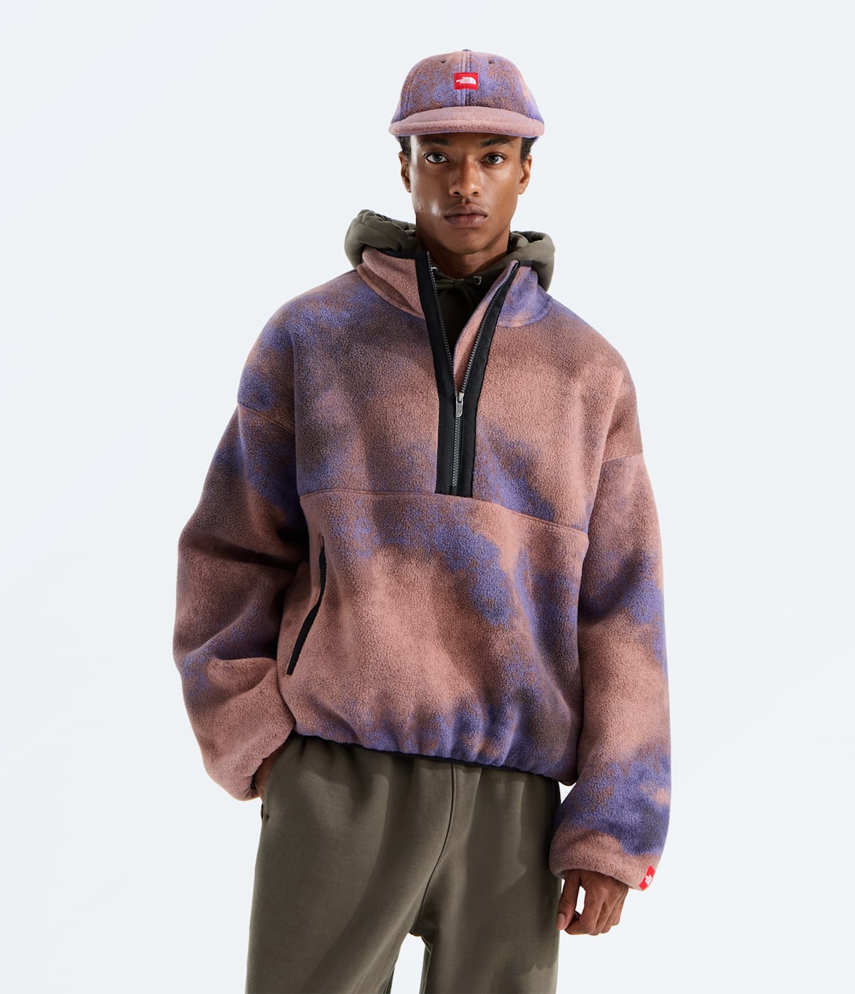 Unisex TNF™ Red Box Printed ½-Zip Fleece
