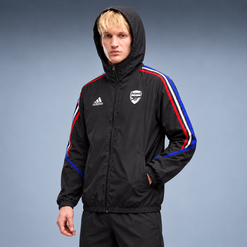 fd-gen corta-vento-arsenal-24-25-preto-e-vermelho tres-quartos