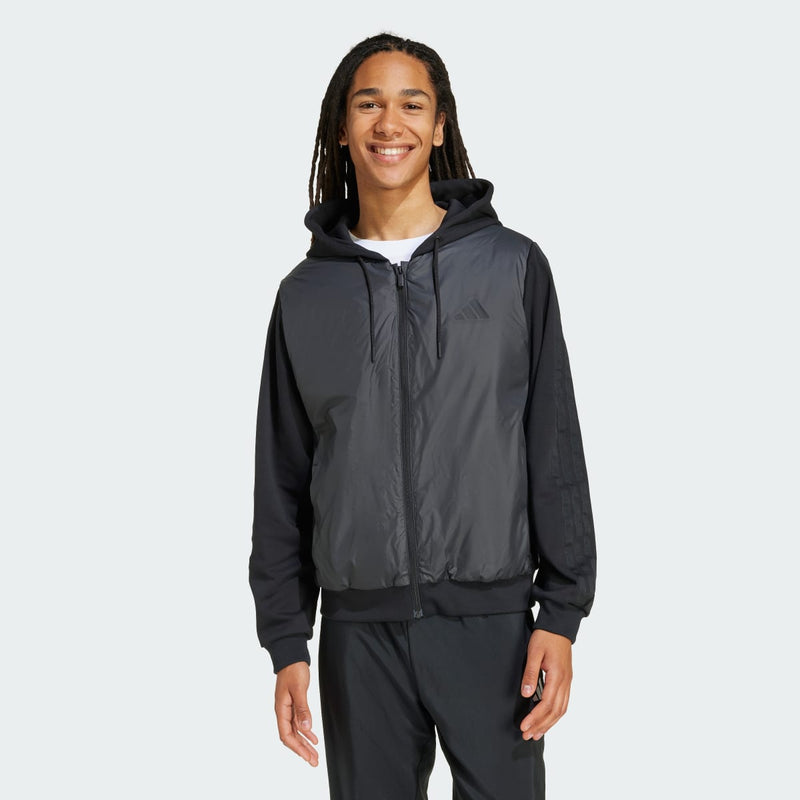 Essentials CLIMAWARM 3-Stripes Insulated Hooded Hybrid Jacket