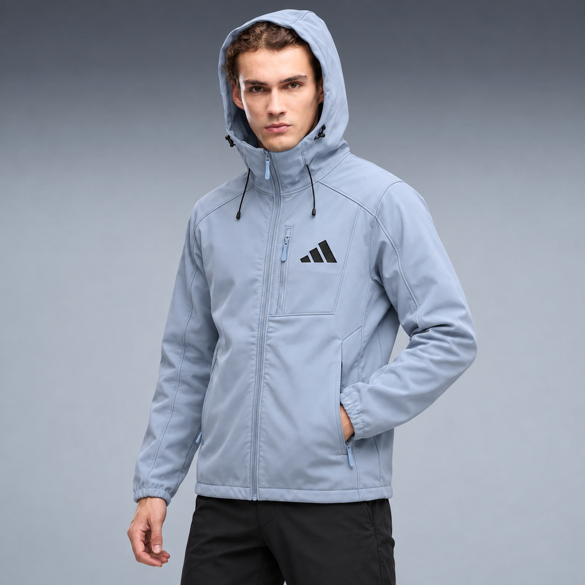 fd-gen yp-adidas-hooded-softshell-jacket-69661--light-blue tres-quartos