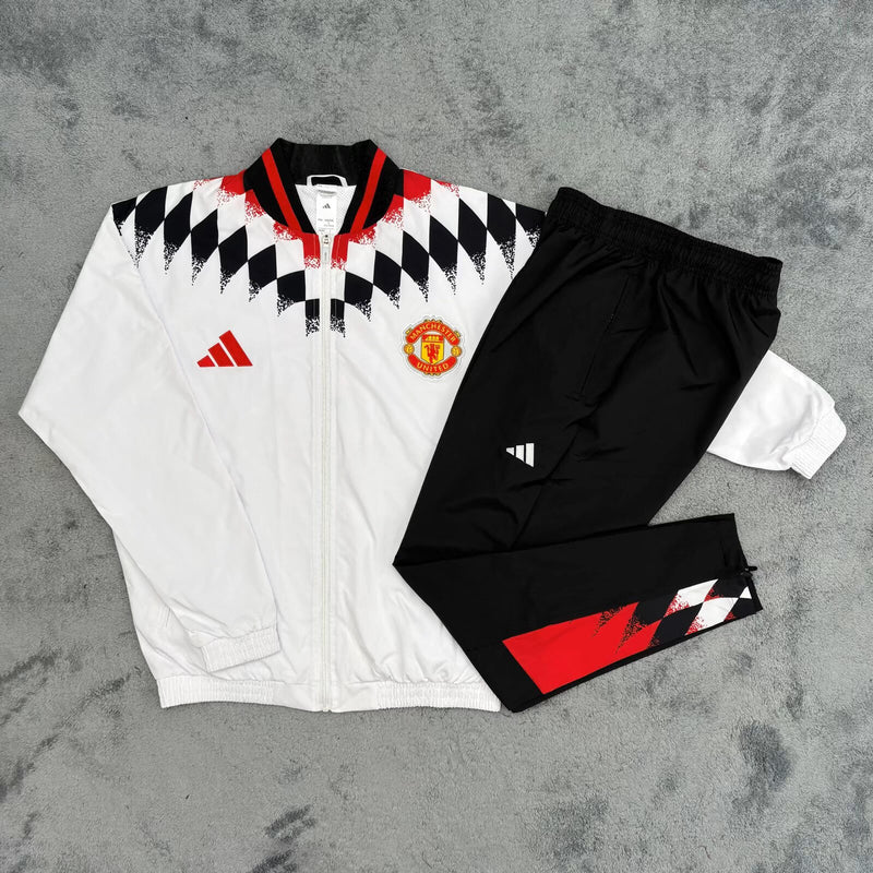 adidas Manchester United Tracksuit - White/Black/Red