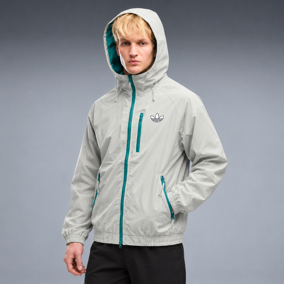 fd-gen yp-adidas-trefoil-hooded-windbreaker-73291--light-grey tres-quartos