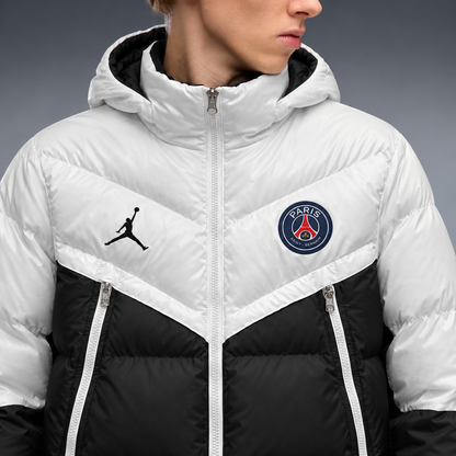 fd-gen yp-jordan-paris-saint-germain-hooded-puffer-jacket-90833--white-black detalhe-peito