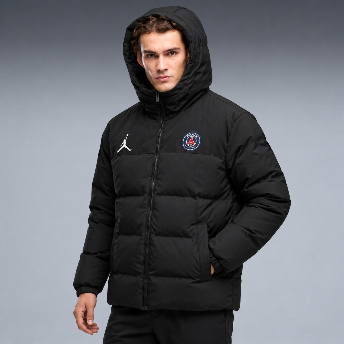 fd-gen yp-jordan-paris-saint-germain-hooded-puffer-jacket-97596--black tres-quartos
