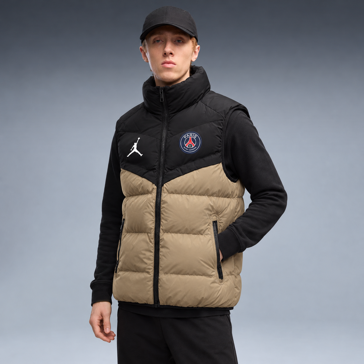 fd-gen yp-jordan-paris-saint-germain-puffer-vest-36696--black-khaki tres-quartos