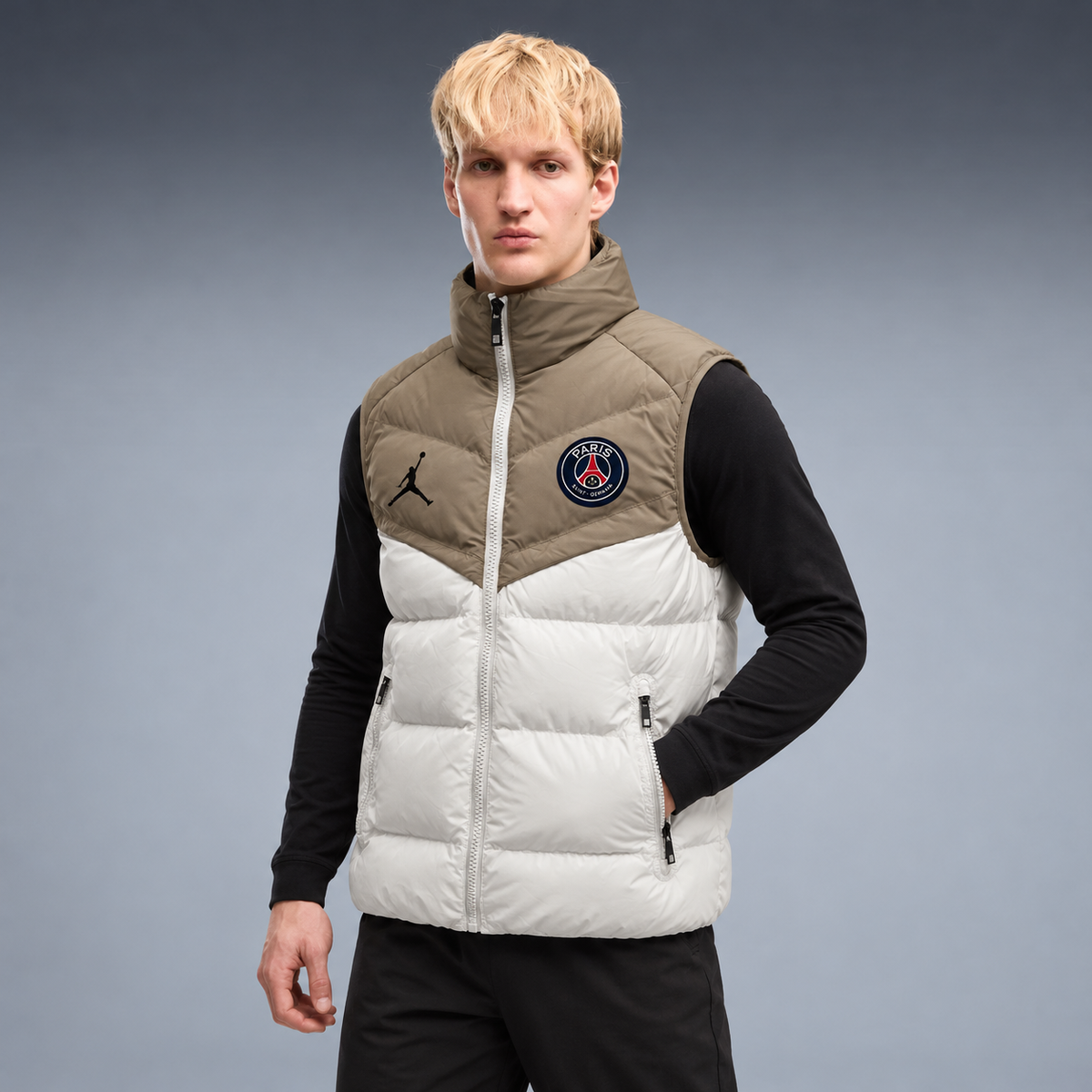 fd-gen yp-jordan-paris-saint-germain-puffer-vest-36696--khaki-off-white tres-quartos