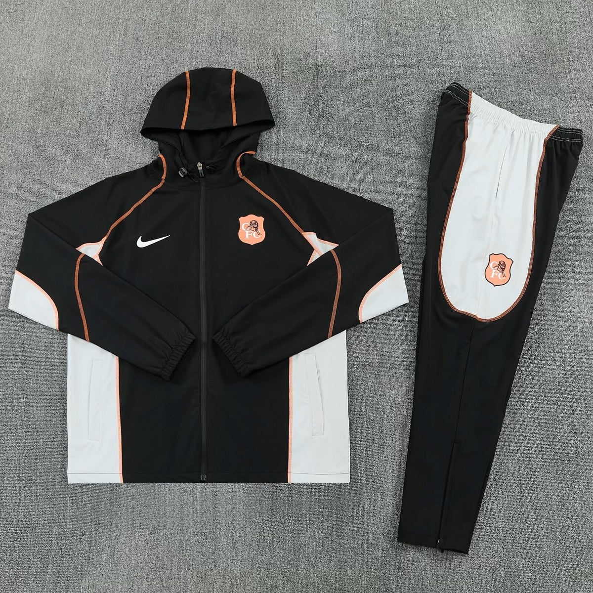 Nike Chelsea Hooded Tracksuit - Black/White/Orange