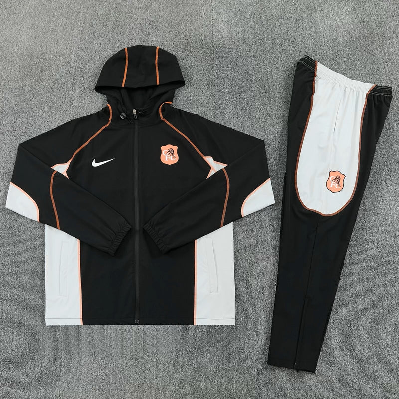 Nike Chelsea Hooded Tracksuit - Black/White/Orange