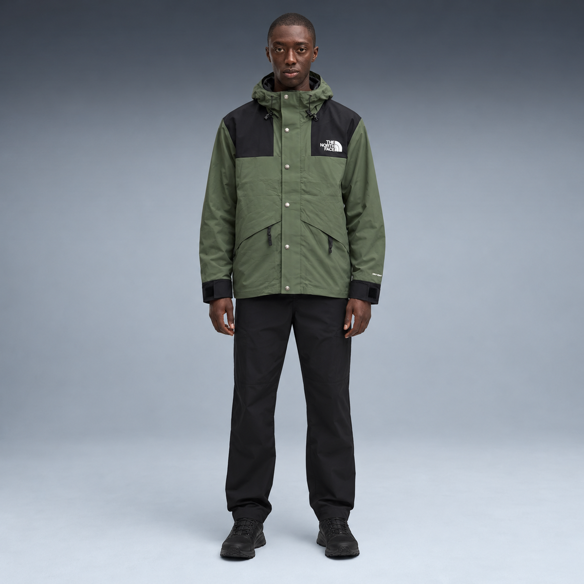 fd-gen yp-the-north-face-hooded-windbreaker-16246--olive-green-black frente