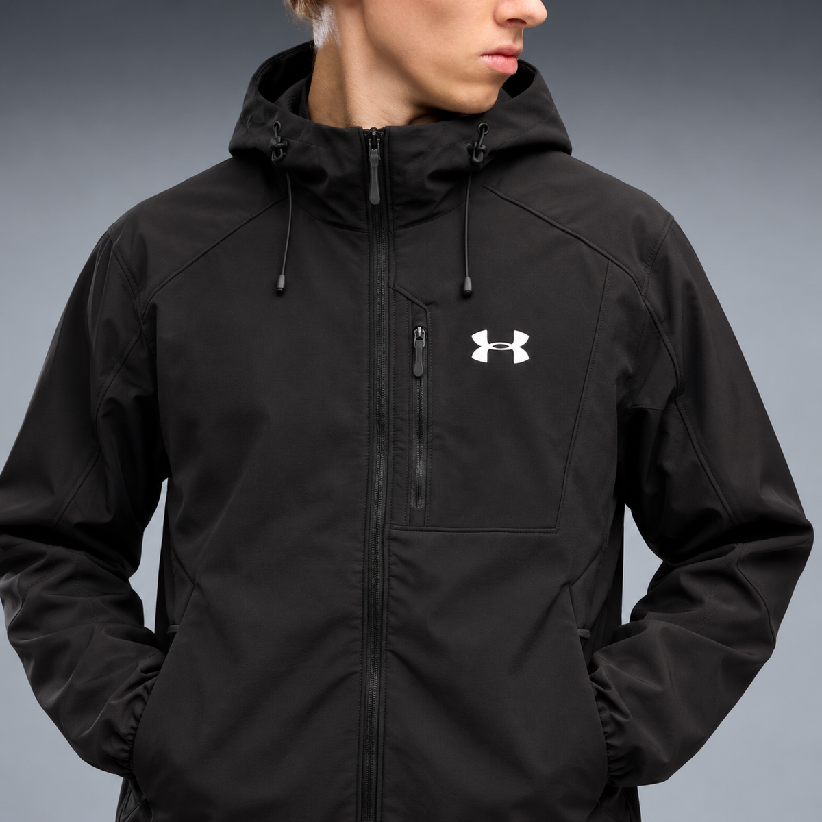 fd-gen yp-under-armour-hooded-softshell-jacket-69681--black detalhe-peito