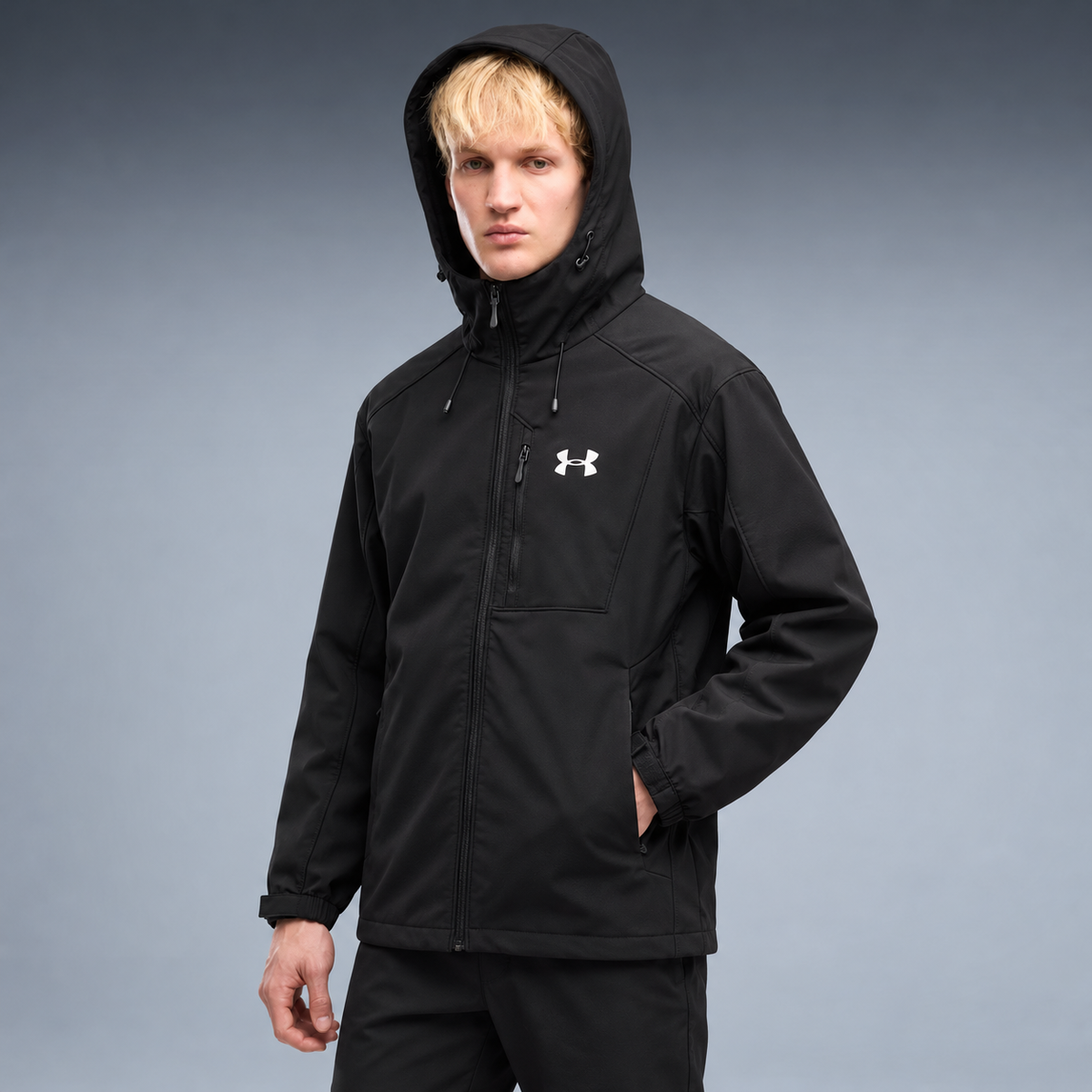 fd-gen yp-under-armour-hooded-softshell-jacket-69681--black tres-quartos